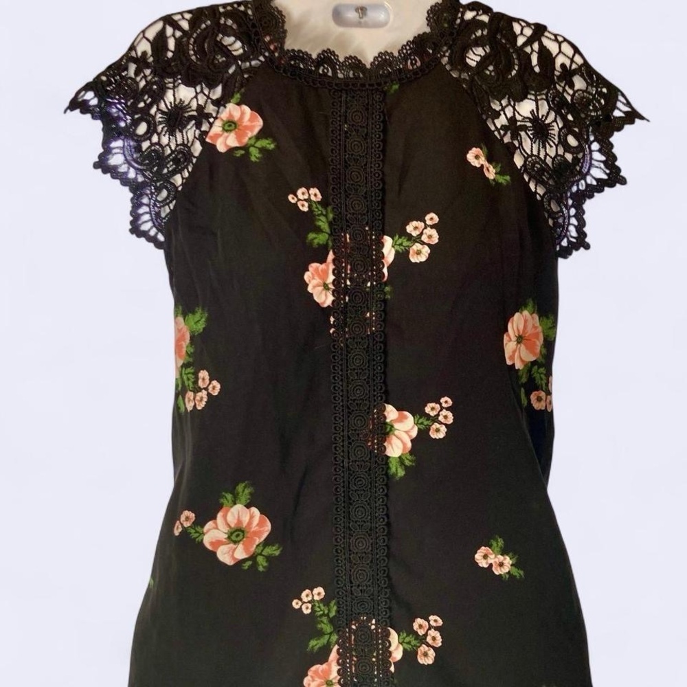 No Boundaries Black Floral Lace Blouse